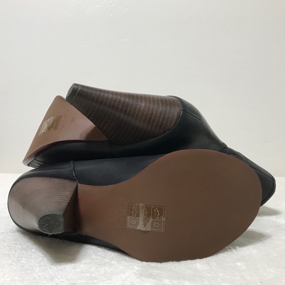 Aldo Black Leather Tie Up Booties Size 8 - Picture 11 of 11
